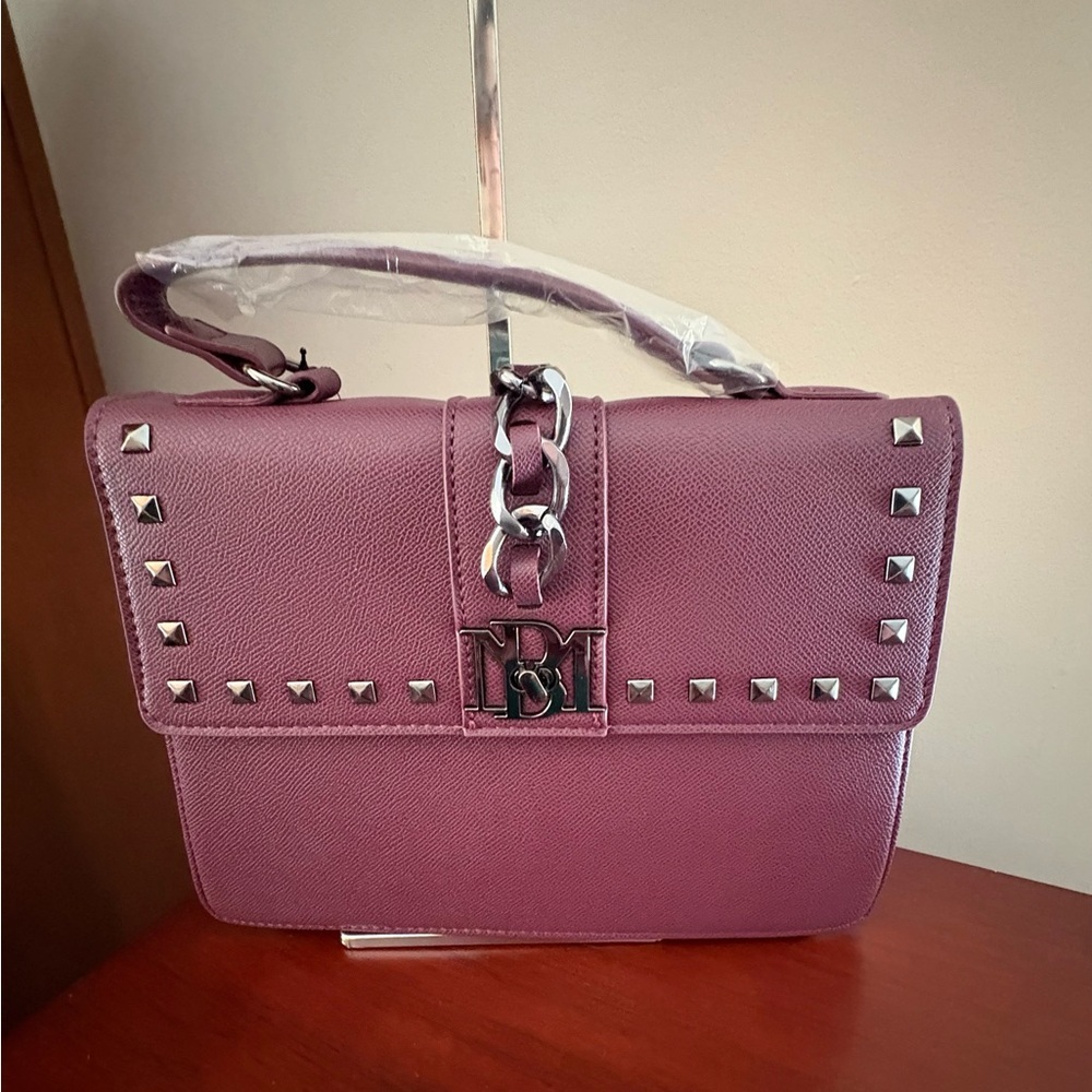Badgley Mischka Plum and gun metal
Studded Handbag - NWT